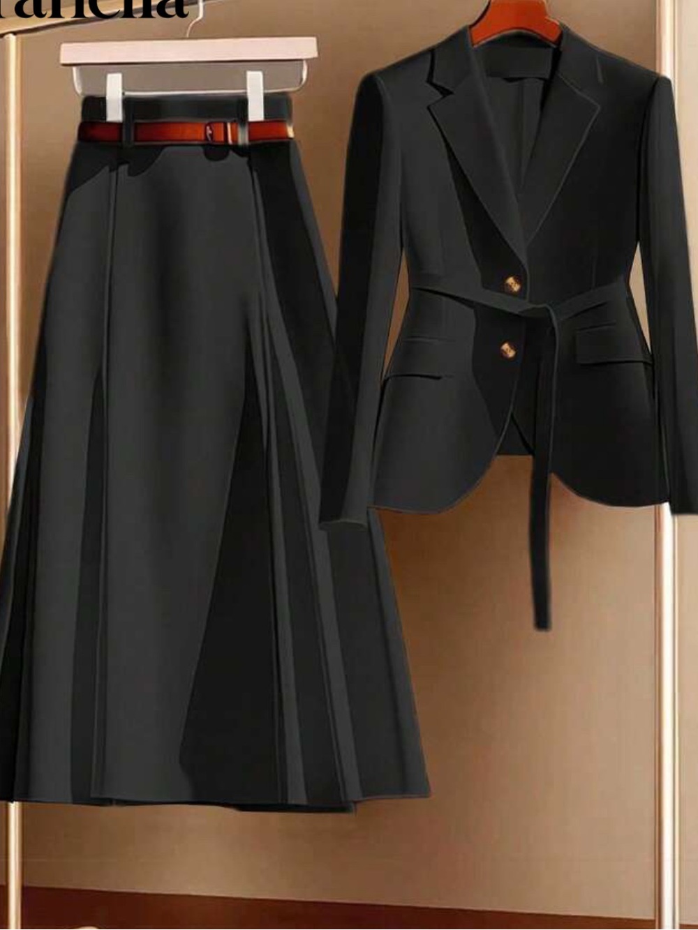 SHEIN Franclia Black Autumn Elegant Office Women's 2 Pieces Set - Picture 1 of 16